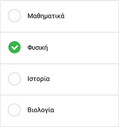Table with subjects to choose from